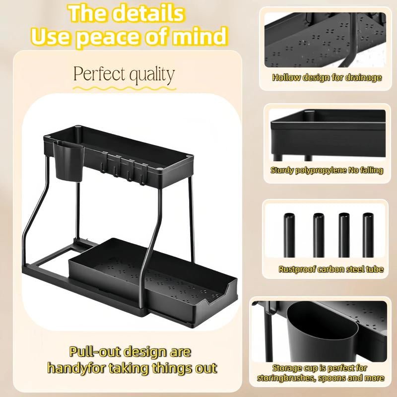 Under Sink Organizer 2 Pack, Bathroom Cabinet Organizer, 2 Tier Sliding Cabinet Basket Organizer Drawer, Multi - Purpose Bath Collection Baskets for Bathroom - Open Season Industries