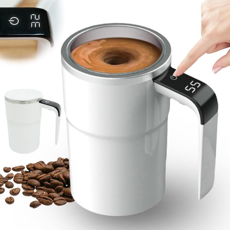 Self Stirring Mug, Rechargeable Auto Magnetic Coffee Mug with Digital Display, Waterproof Automatic Mixing Cup for Milk/Cocoa at Office/Kitchen/Travel 13Oz, Best Gift - Open Season Industries