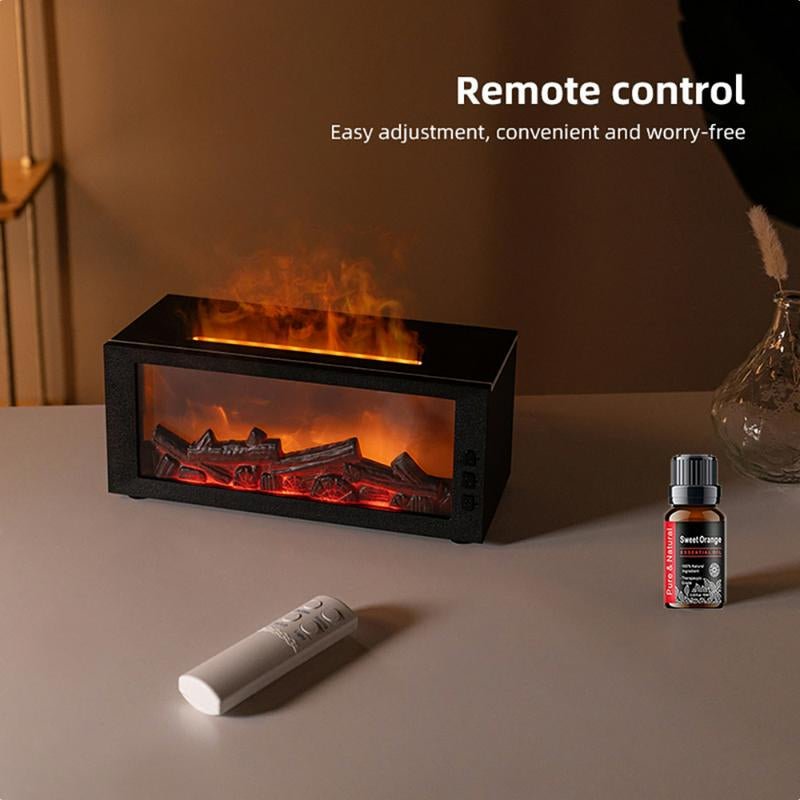 2025 New Simulation Fireplace Aromatherapy Machine Humidifier Intelligent Remote Control 300Ml Color Fireplace Flame Humidifier Aromatherapy Diffuser with Remote and Timer for Home and Office - Open Season Industries