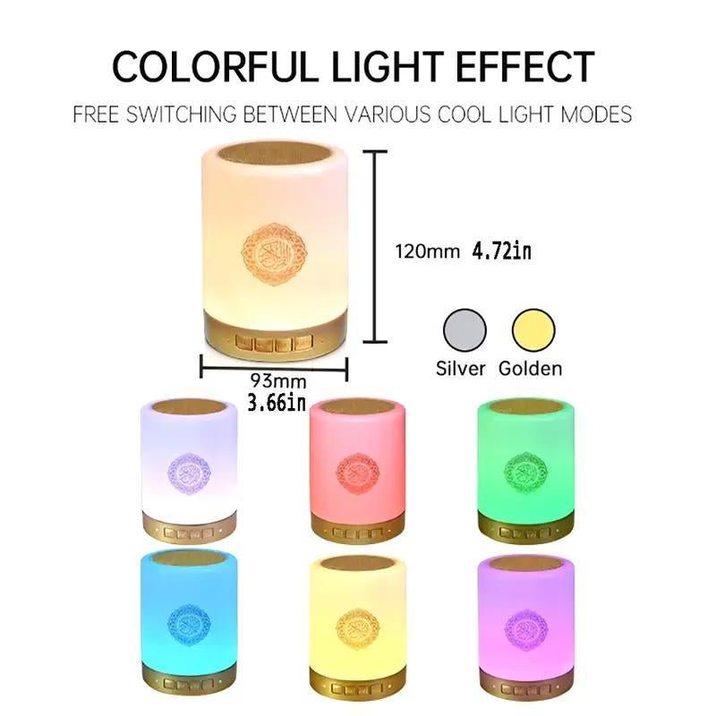 Portable Quran Speaker with ,Azan Bluetooth & Touch LED Light - Remote/App Controlled Islamic Night Lamp for Home Decor Home/Office Touchcontrol Fathersdaygift - Open Season Industries