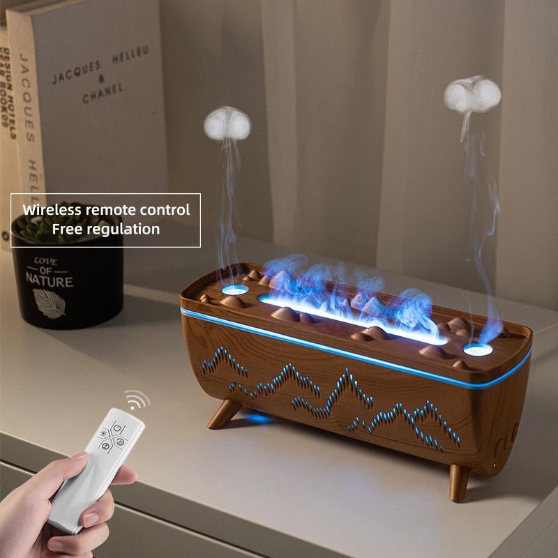 Flame Aromatherapy Machine Desktop Ultrasonic Double Spray Humidifier Aromatherapy Sprayer Silent Aroma Humidifier Portable Humidification - Open Season Industries