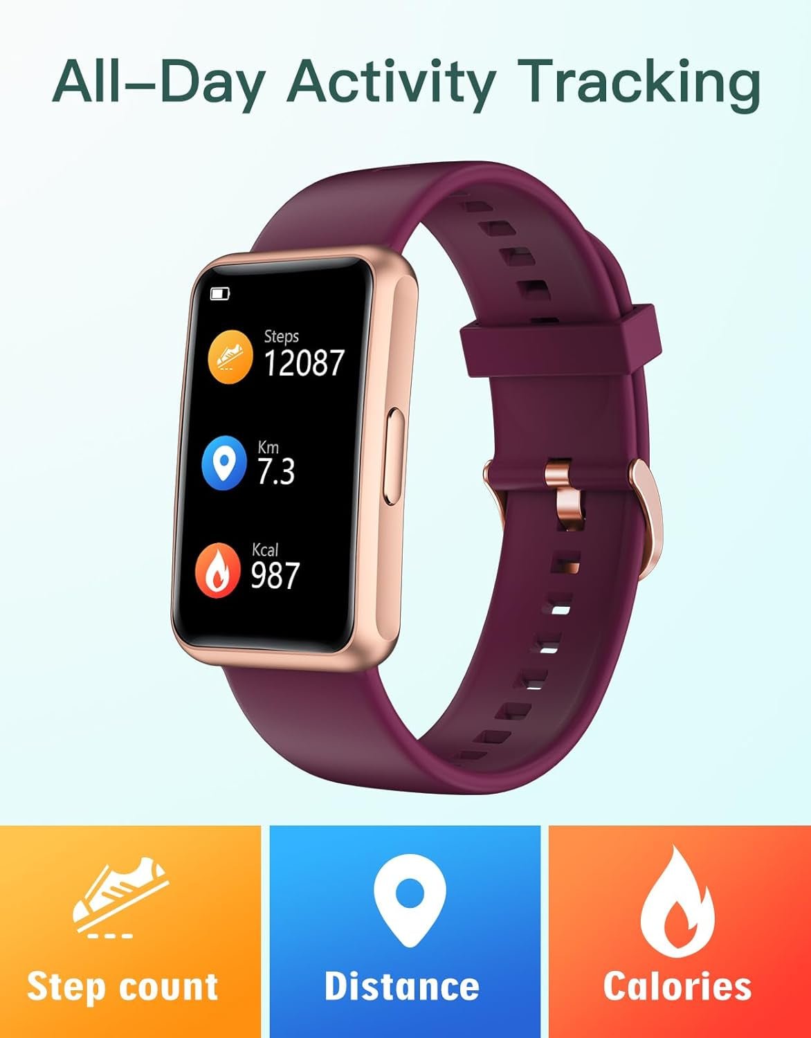 Fitness Tracker No Bluetooth No APP No Phone Needed, Fitness Watch for Men Women Parents IP68 Waterproof with Full Touch Screen Steps Calories Counter Sleep Tracker Alarm Clocks (Purple) - Open Season Industries