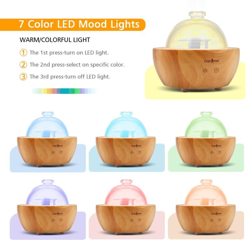 2025 Upgraded Remote Handmade Glass & Real Wood Essential Oil Diffuser, Aromatherapy Diffuser, 200Ml Aroma Humidifier, Cool Mist with 7 LED Colors, Waterless Auto Shut - Off for Home Office Bedroom Gift - Open Season Industries