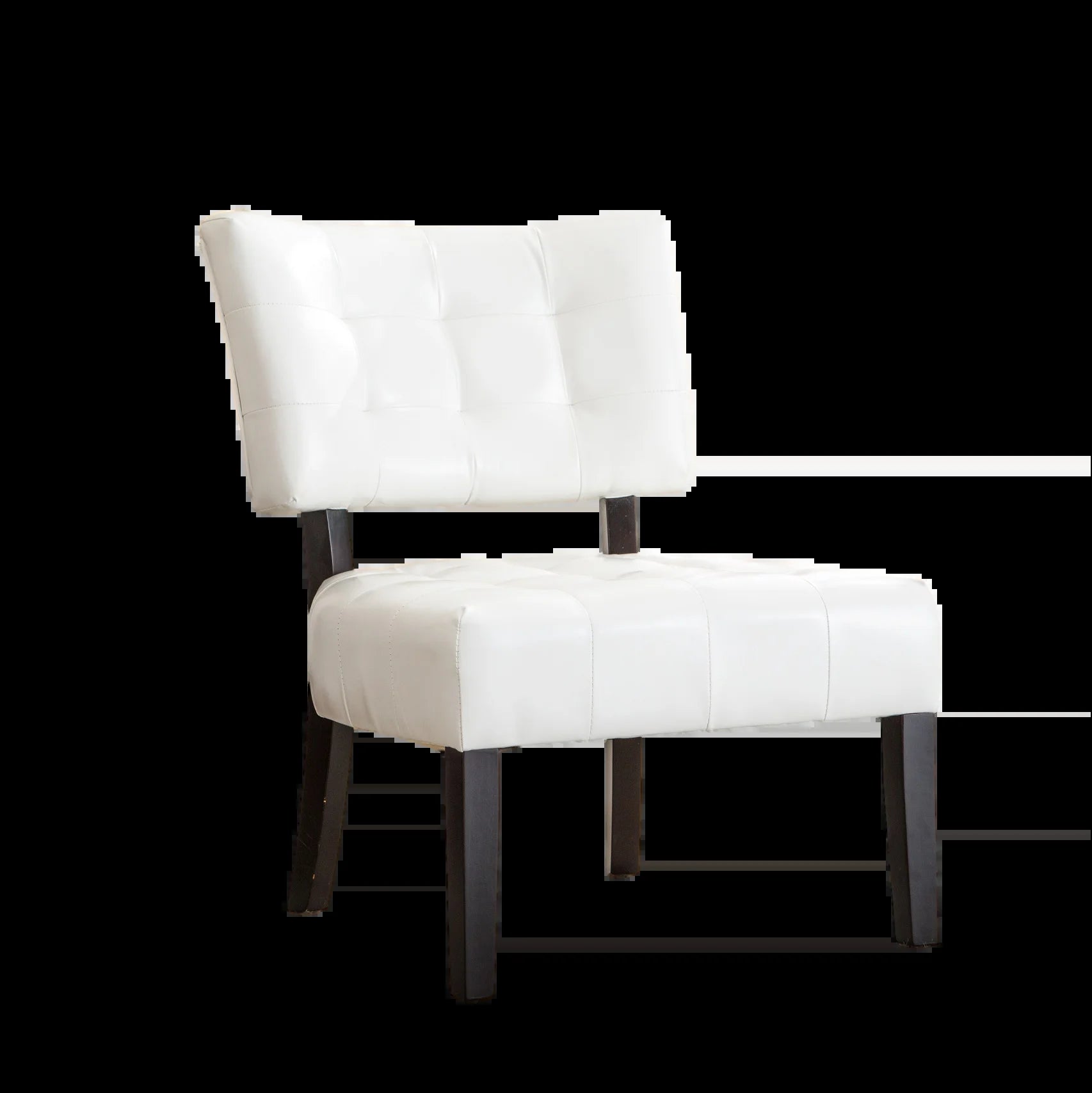 Movile Blended Leather Tufted Accent Chair with Oversized Seating, Ivory - Open Season Industries