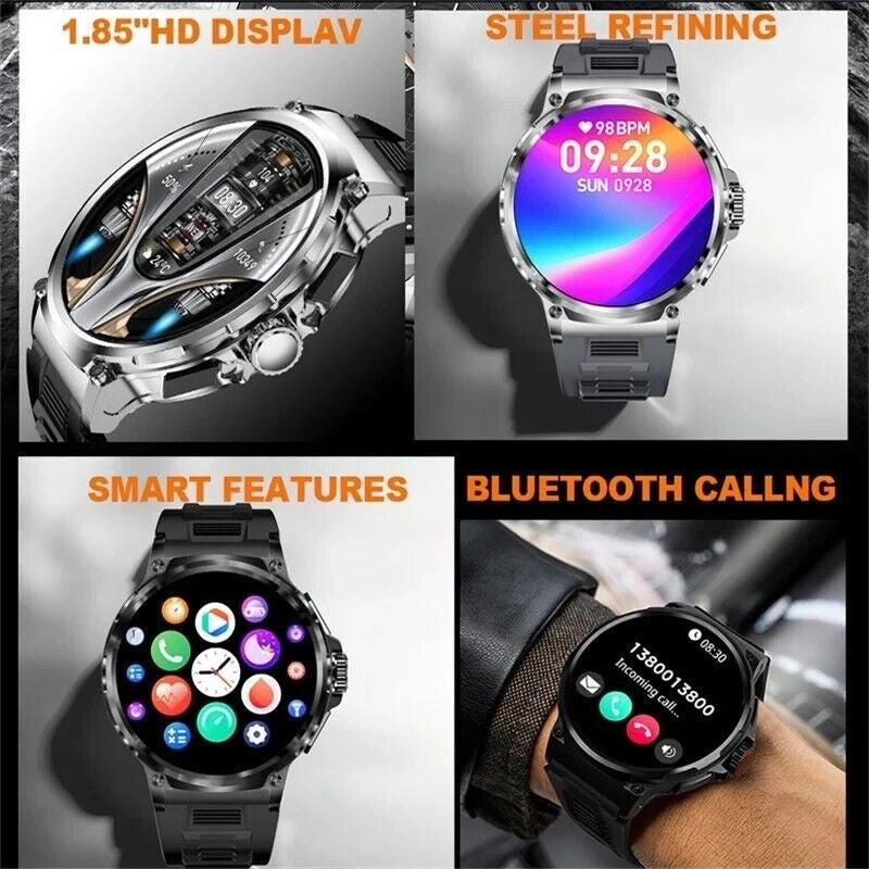 1.85" Ultra HD Smartwatch GPS Bluetooth Call Health Monitoring Watch Gym Gift - Open Season Industries