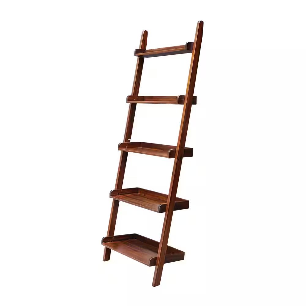 75.5 In. Espresso Wood 5 - Shelf Ladder Bookcase - Open Season Industries