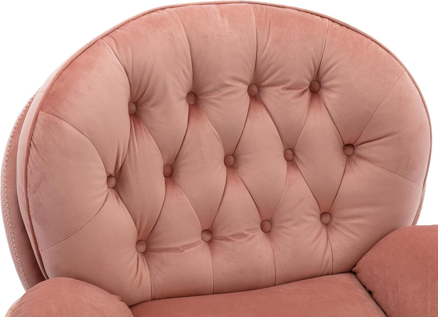 Velvet Cozy Chaise Lounge Indoor, Oversized Swivel Reading Chair with Footrest, Accent Chair with Ottoman Set for Living Room, Bedroom, Reading Room, Home Office, Metal Base Frame (Rose Pink) - Open Season Industries