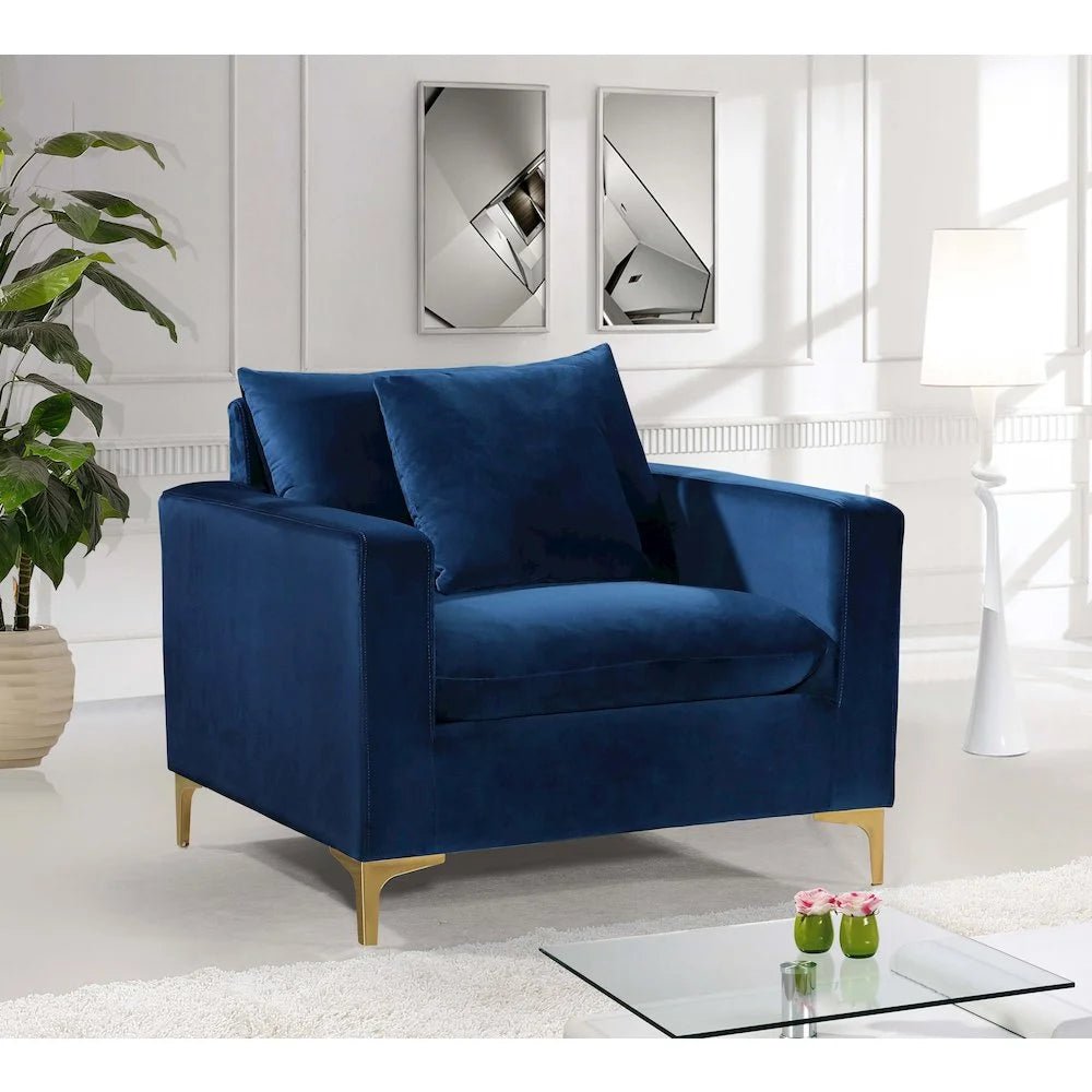 Modern Naomi Velvet Accent Chair in Navy - Open Season Industries
