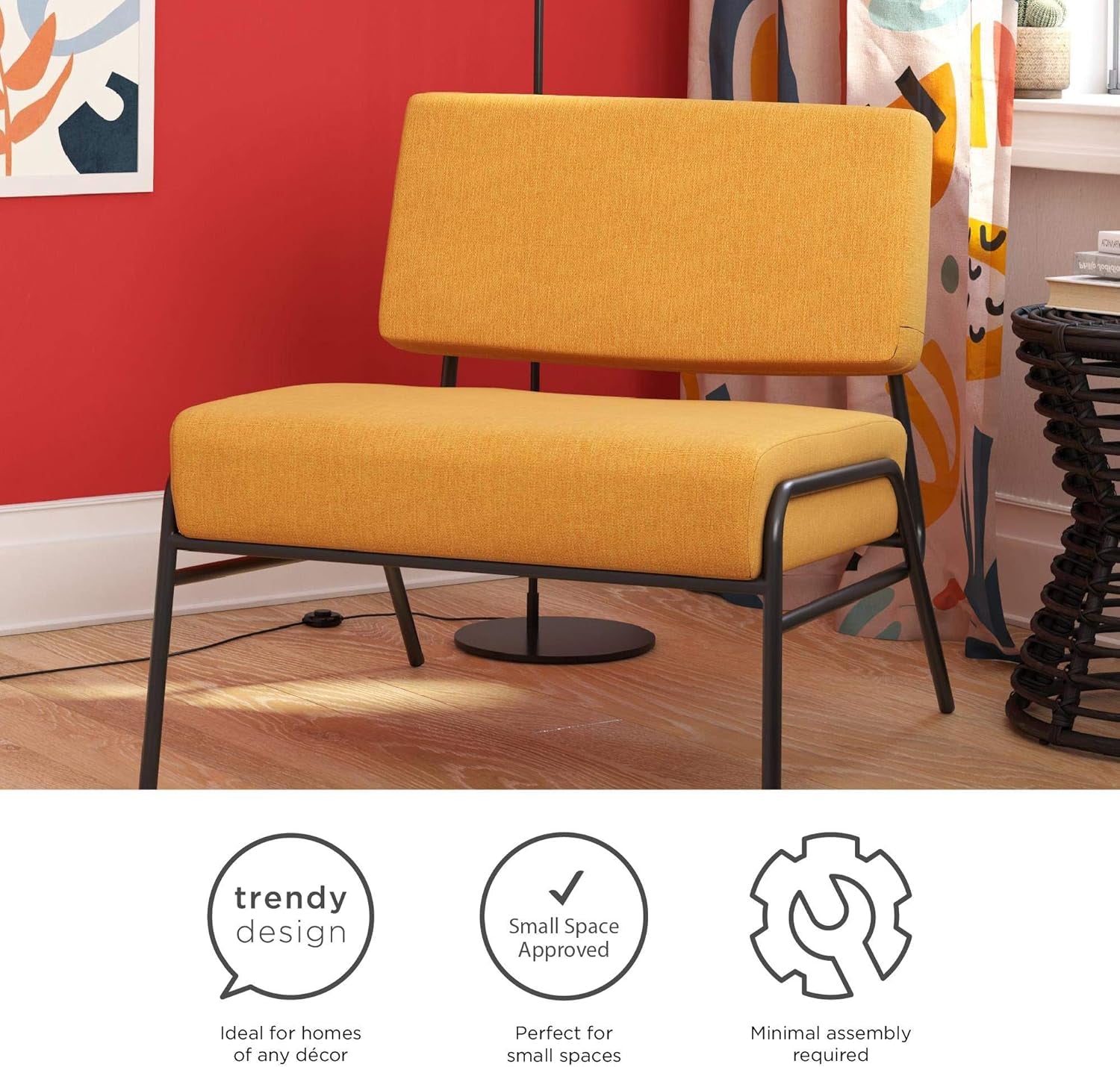 Ciara Accent Chair, Living Room Furniture, Mustard Linen - Open Season Industries