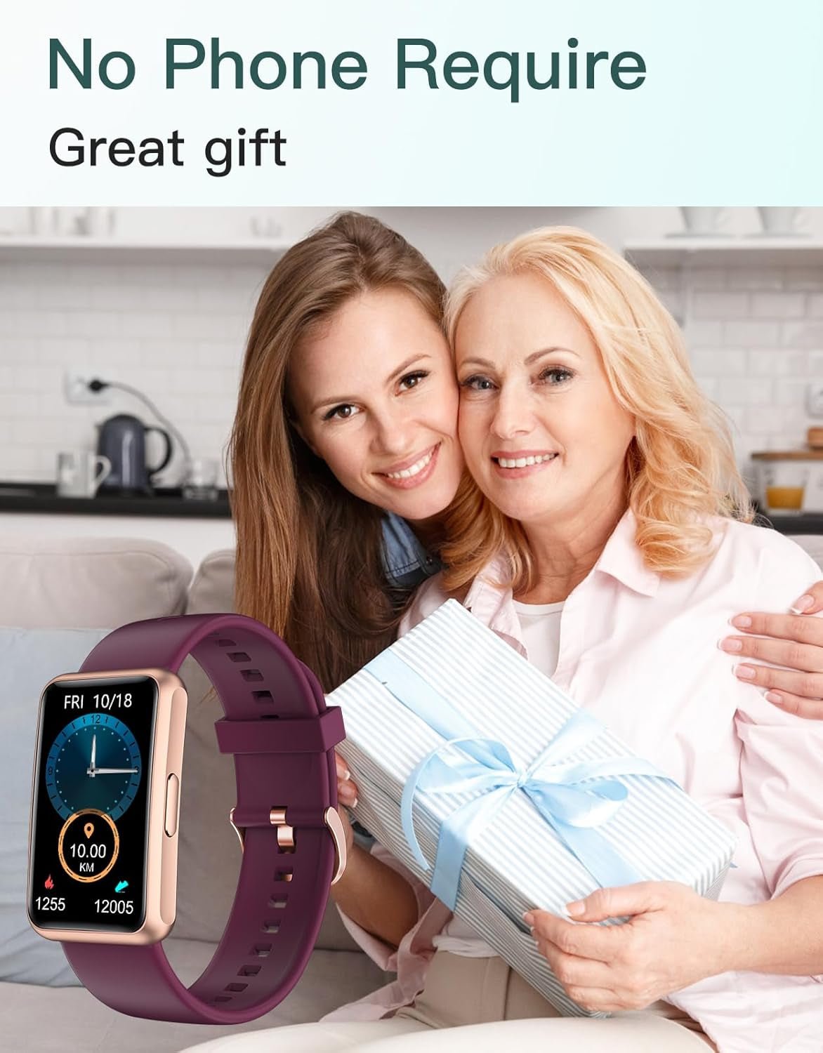Fitness Tracker No Bluetooth No APP No Phone Needed, Fitness Watch for Men Women Parents IP68 Waterproof with Full Touch Screen Steps Calories Counter Sleep Tracker Alarm Clocks (Purple) - Open Season Industries
