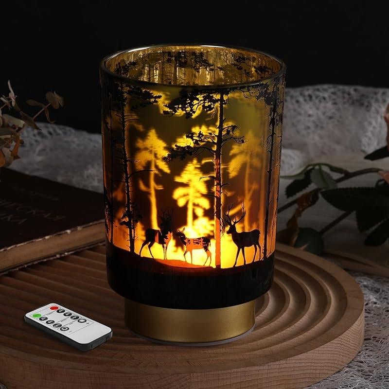 Remote - Controlled Battery - Operated Pampas Cordless Glass Accent Table Lamp for Bedroom, Living Room & Kitchen Home Decoration Design Interior Lighting Modern Glow - Open Season Industries