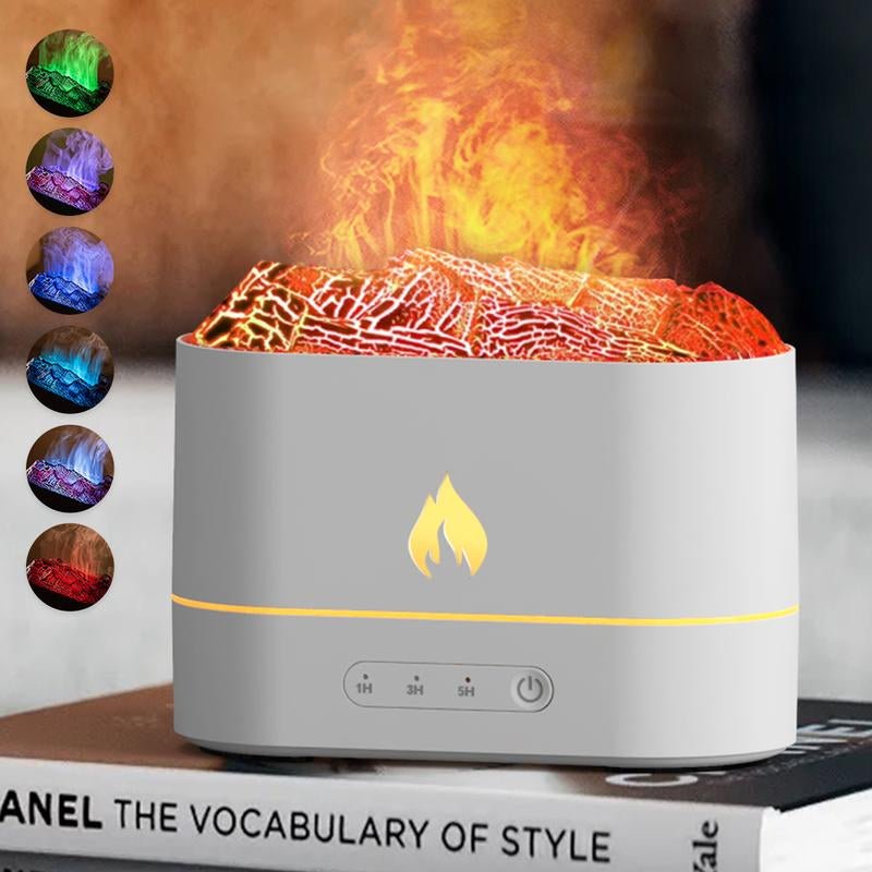 Upgraded Flame Aroma Diffuser Humidifier - 7 Color Fire Effect LED Lights, 180Ml Essential Oil Diffuser with Auto Shut - Off, 2 Mist Modes for Home, Office, Yoga & Spa - Open Season Industries