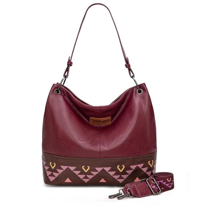 Wrangler Cow Print Hobo Bag Vegan Leather for Woman with Wide Guitar Strap - Open Season Industries