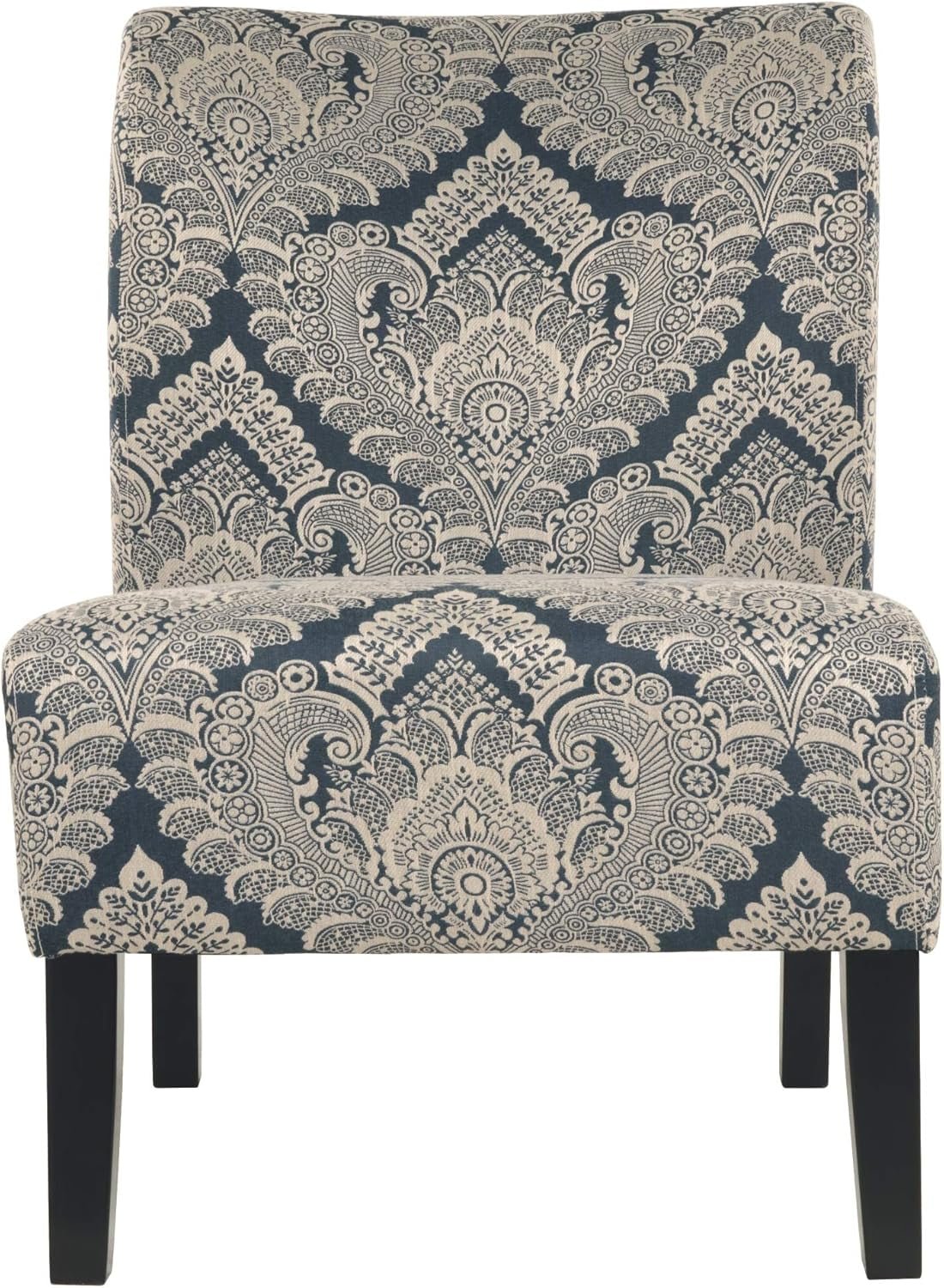 Honnally Modern Medallion Pattern Accent Chair, Blue & Ivory - Open Season Industries