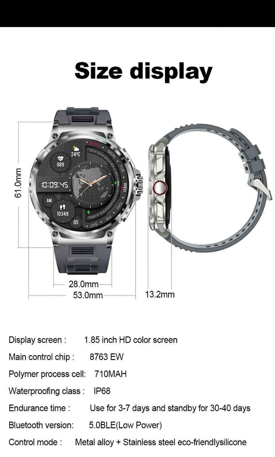 1.85" Ultra HD Smartwatch GPS Bluetooth Call Health Monitoring Watch Gym Gift - Open Season Industries