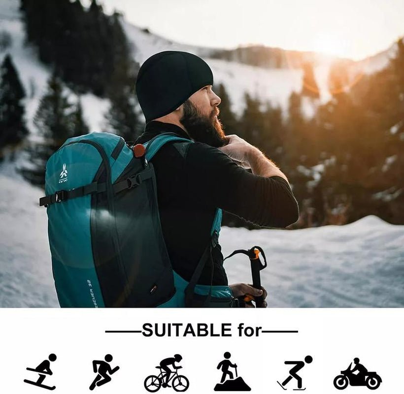 RROCKBROS Skull Cap Men'S Winter Cycling Cap Windproof Warm Fleece Thermal Hat Helmet Liner Caps Black for Hiking Skiing Riding - Open Season Industries