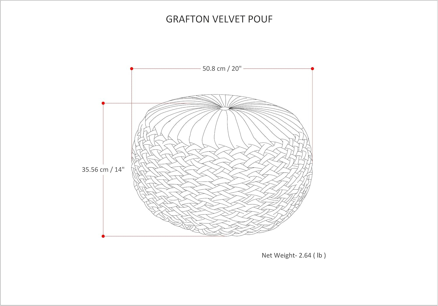 Grafton Transitional round Pouf in Teal Velvet Fabric for the Living Room, Bedroom and Kids Room - Open Season Industries
