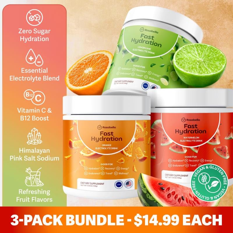 Rosabella Electrolytes 3 - Pack for Fast Hydration, Fast Recovery, Electrolyte Imbalance - Open Season Industries
