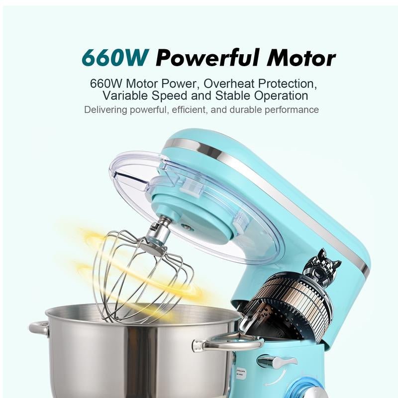 Kitchen in the Box 660W Tilt - Head Stand Mixer | 6.5QT Stainless Steel Bowl, 6 - Speed Electric Food Mixer - Open Season Industries