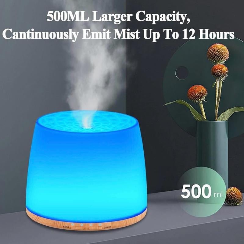 Dark Wood Essential Oil Diffuser, 500Ml Bluetooth Speaker Aroma Diffuser, Ultrasonic Cool Mist Humidifier with Music Player Function - Open Season Industries