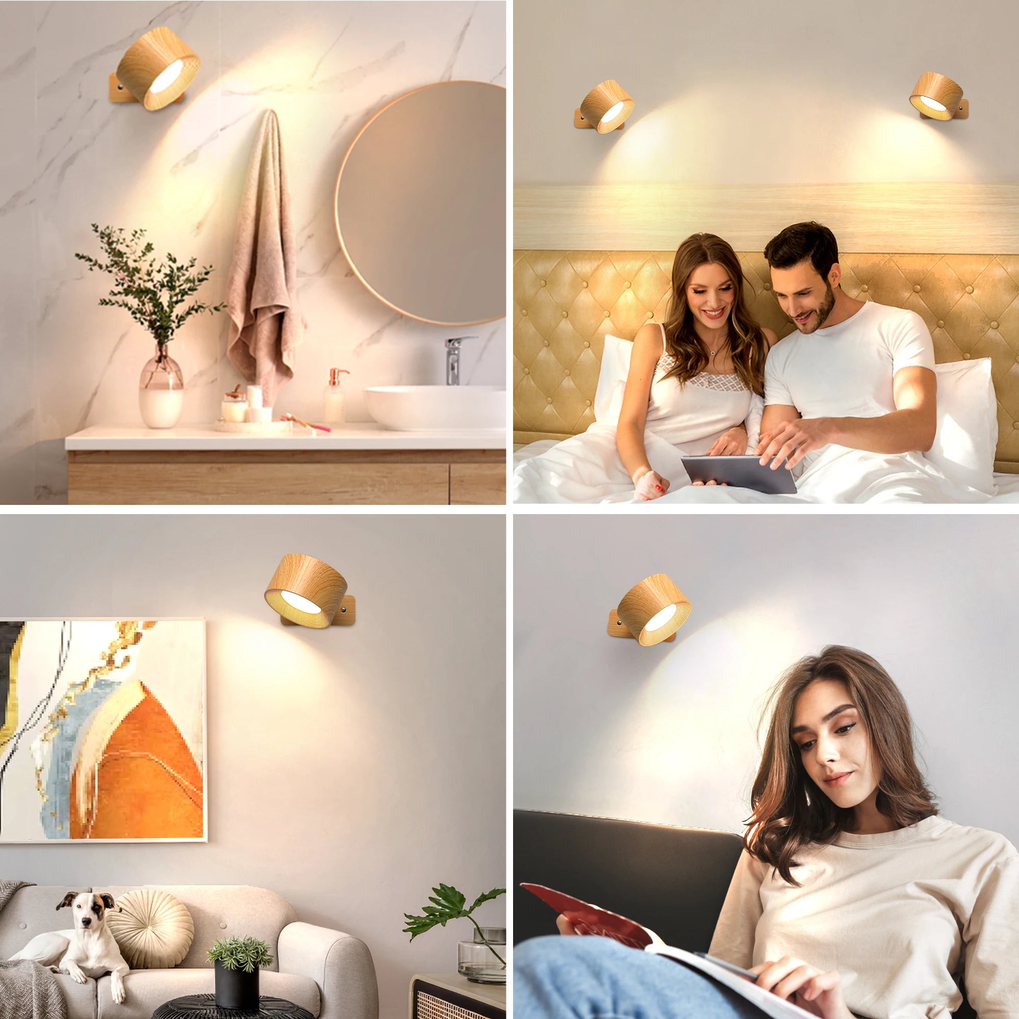 1Pc/2Pcs LED Wall Sconces, 3 Brightness Levels 3 Color Modes Wall Lights, Battery Operated 360° Rotatable Touch Control Wall Lam - Open Season Industries