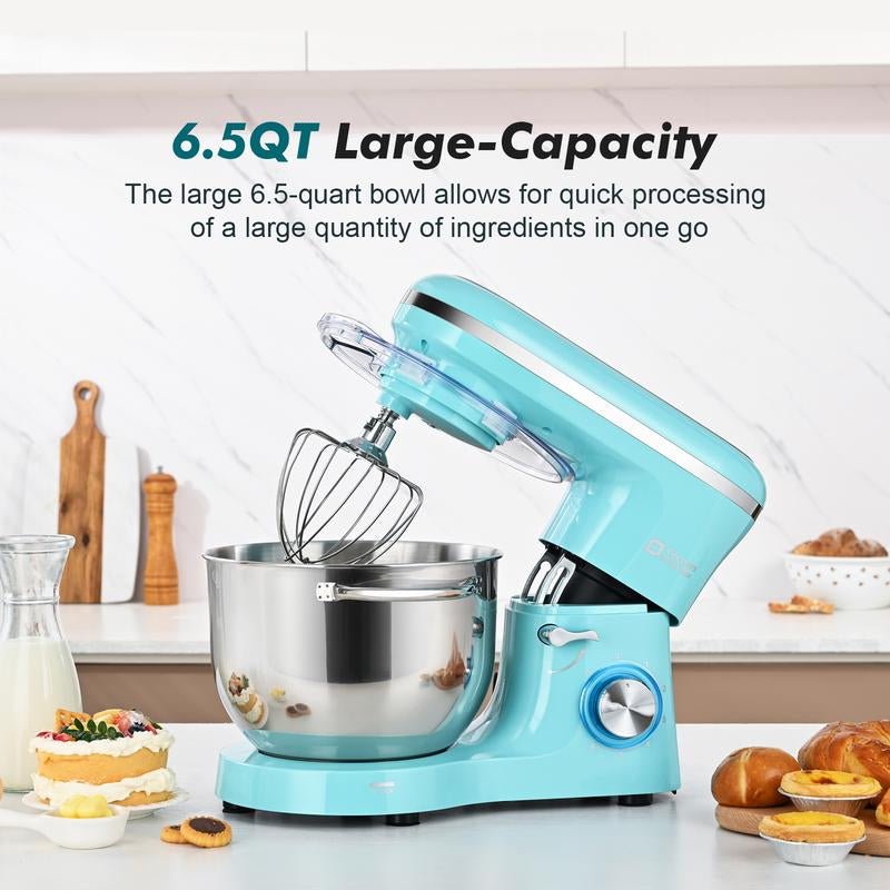 Kitchen in the Box 660W Tilt - Head Stand Mixer | 6.5QT Stainless Steel Bowl, 6 - Speed Electric Food Mixer - Open Season Industries