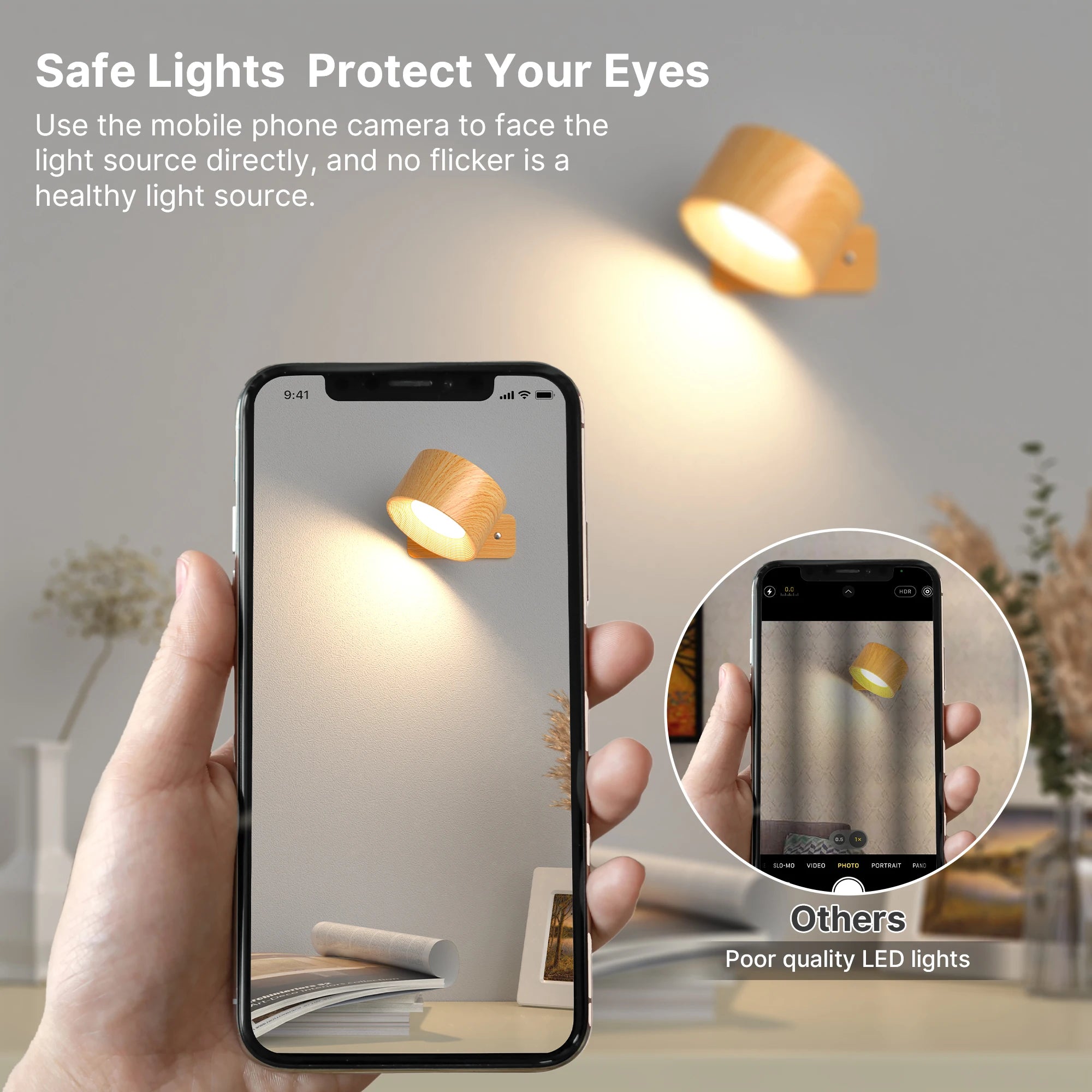 1Pc/2Pcs LED Wall Sconces, 3 Brightness Levels 3 Color Modes Wall Lights, Battery Operated 360° Rotatable Touch Control Wall Lam - Open Season Industries