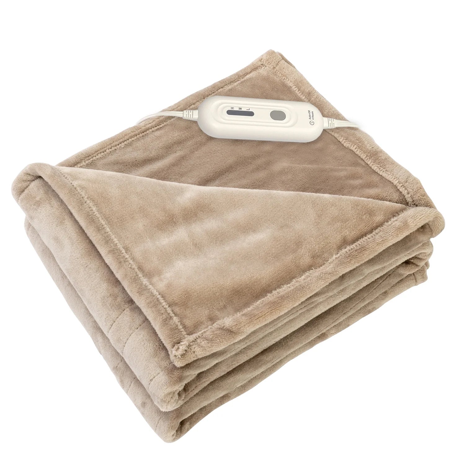 Heated Blanket Throw,50"X60"Double Flannel Heating Blanket for Home Office, Electric Blanket 4 Hours Auto - Off & Over - Heat Protection,Camel - Open Season Industries
