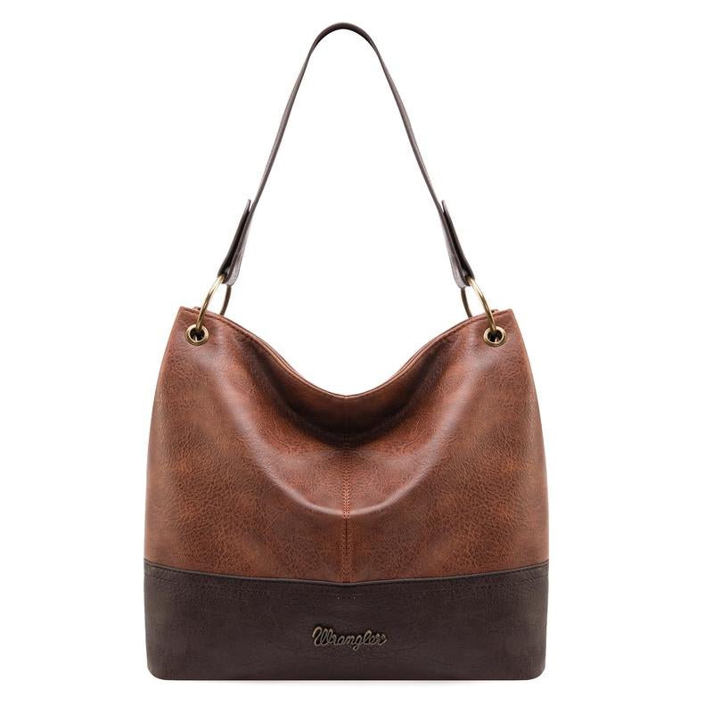Wrangler Cow Print Hobo Bag Vegan Leather for Woman with Wide Guitar Strap - Open Season Industries