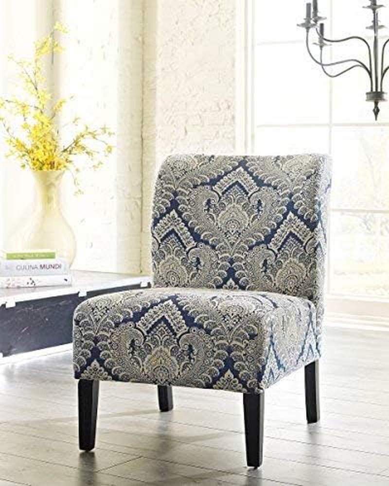 Honnally Modern Medallion Pattern Accent Chair, Blue & Ivory - Open Season Industries
