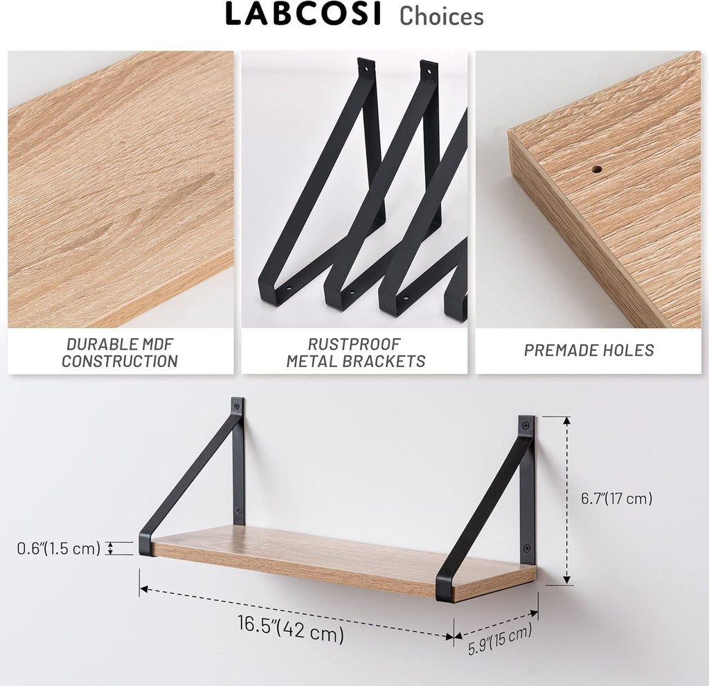 Rustic Grey Floating Shelves for Bathroom, Bedroom, Living Room, Kitchen, 2 - Pack Solid Wood Wall Shelf over Toilet, Modern Décor - Open Season Industries