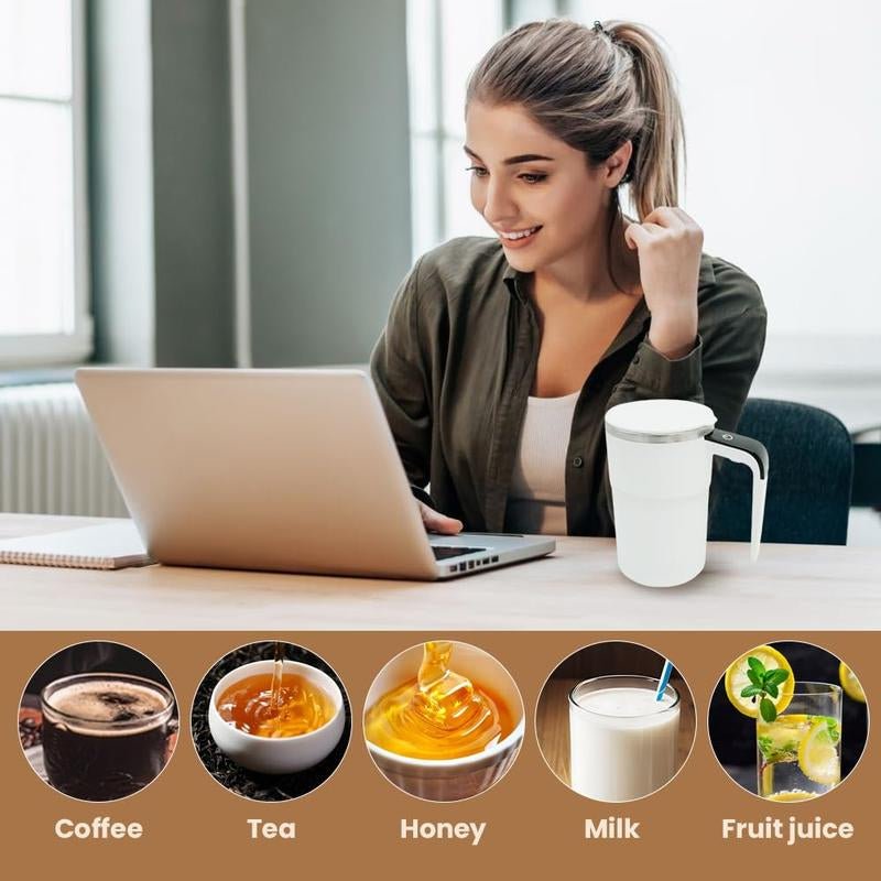 Self Stirring Mug, Rechargeable Auto Magnetic Coffee Mug with Digital Display, Waterproof Automatic Mixing Cup for Milk/Cocoa at Office/Kitchen/Travel 13Oz, Best Gift - Open Season Industries