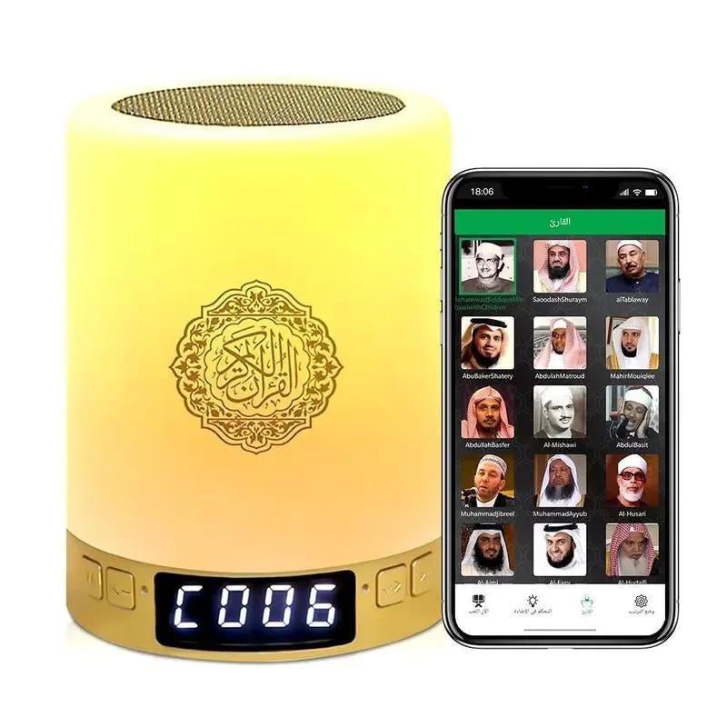 Portable Quran Speaker with ,Azan Bluetooth & Touch LED Light - Remote/App Controlled Islamic Night Lamp for Home Decor Home/Office Touchcontrol Fathersdaygift - Open Season Industries