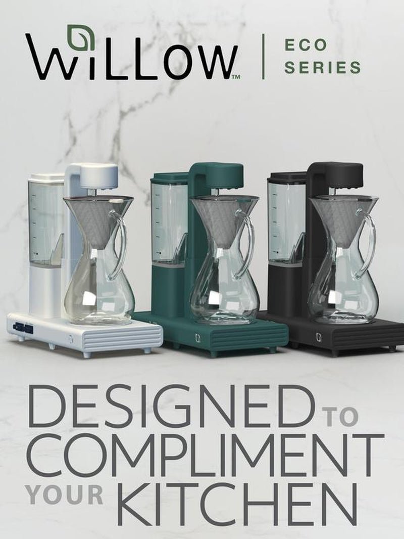 Cookwithwillow - Automatic Pour over Coffee Maker with Glass Carafe and Drip Feature, Brews Hot and Ice Coffee, Made with 99% Recycled Plastics Green Silicone - Open Season Industries