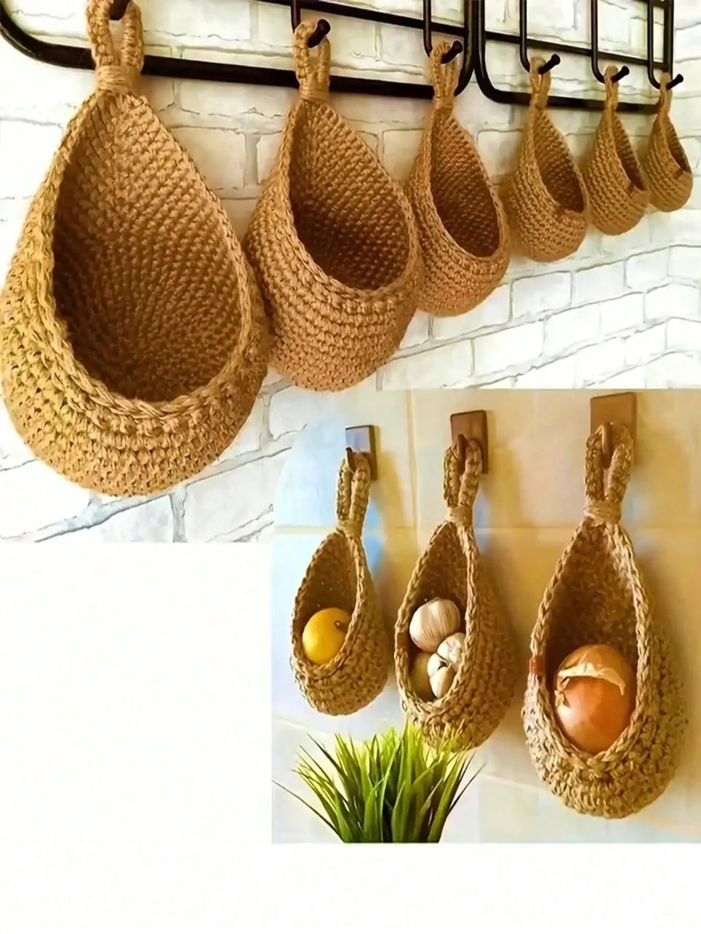 Wall Decor Hanging Basket, Bohemian Woven Basket Planting Planter Container Teardrop Shape Suitable for Vegetables and Fruits - Open Season Industries