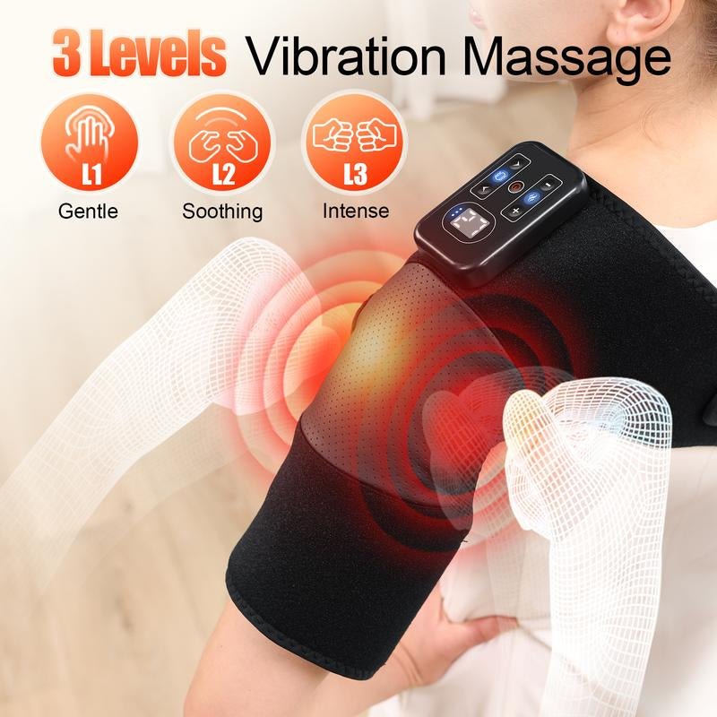 MASGRE Q7 Cordless Shoulder & Neck Massager with Heat & Vibration - 3 Heat Levels, Portable, Rechargeable, Ergonomic Design, Adjustable Velcro Straps, USB Charging, 5000Mah Battery, Great Gift for Wellness - Open Season Industries