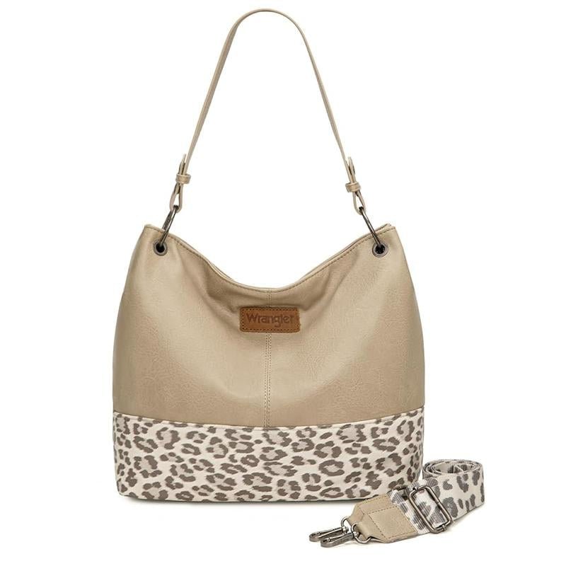 Wrangler Cow Print Hobo Bag Vegan Leather for Woman with Wide Guitar Strap - Open Season Industries