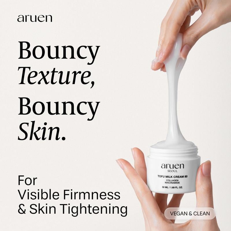 [Aruen] Tofu Collagen Jelly Cream - 80% Fermented Soy Milk + Niacinamide - Korean Skin Tightening (1.69 Fl.Oz / 50Ml) - Open Season Industries