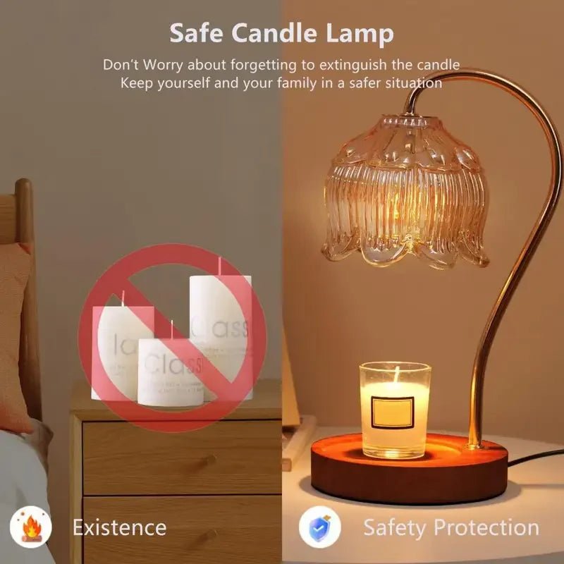Candle Warmer Lamp Nightstand Lamp Dimmable/ Timer Aromatherapy Lamp without Fire High Quality Glass Lamp Shade - Open Season Industries