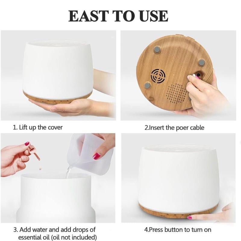Dark Wood Essential Oil Diffuser, 500Ml Bluetooth Speaker Aroma Diffuser, Ultrasonic Cool Mist Humidifier with Music Player Function - Open Season Industries