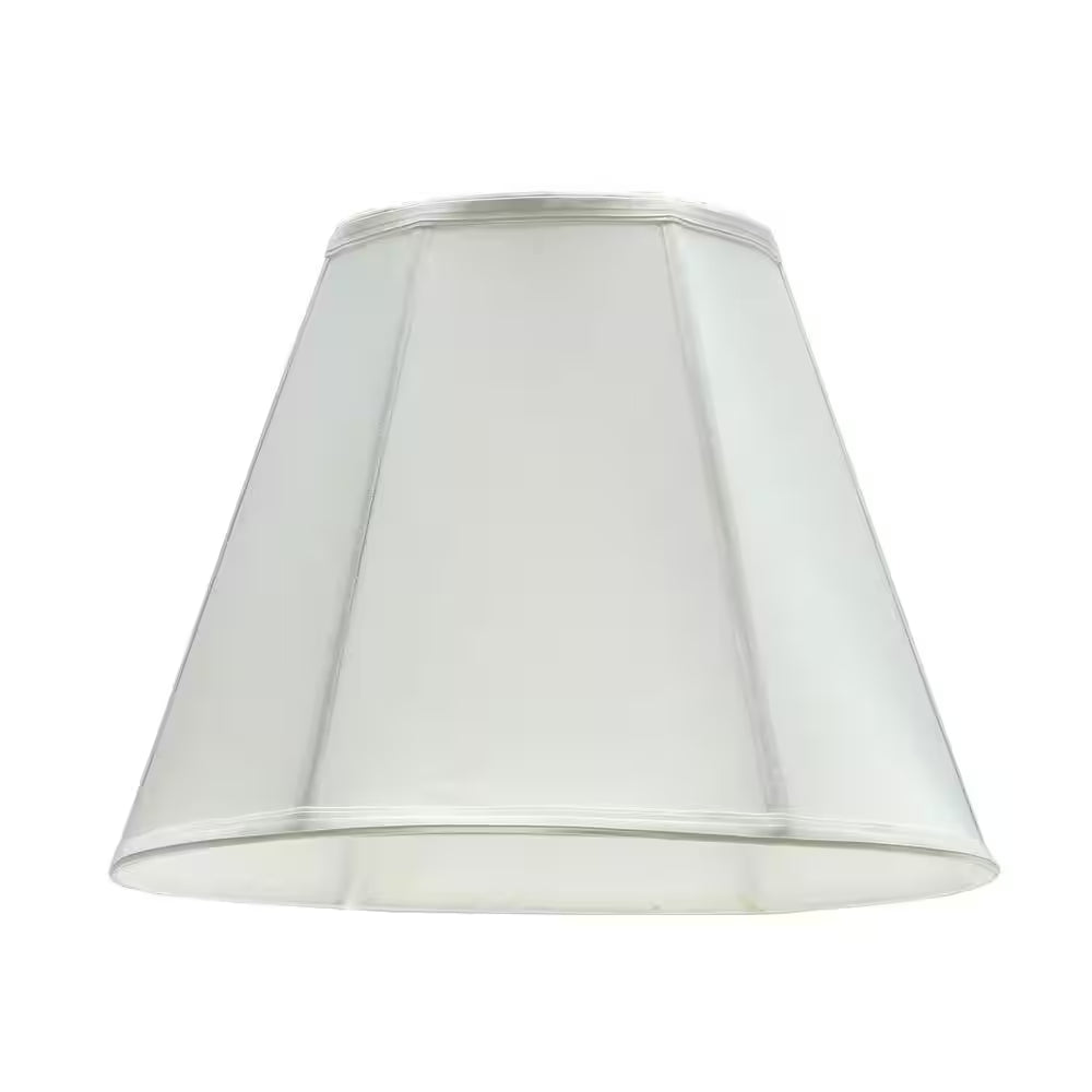 14 In. X 11 In. off White and Vertical Piping Hexagon Bell Lamp Shade - Open Season Industries