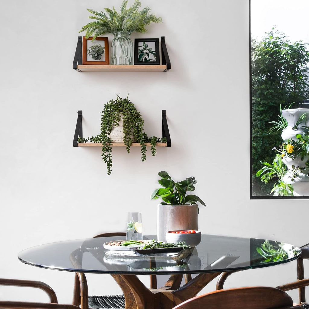 Rustic Grey Floating Shelves for Bathroom, Bedroom, Living Room, Kitchen, 2 - Pack Solid Wood Wall Shelf over Toilet, Modern Décor - Open Season Industries