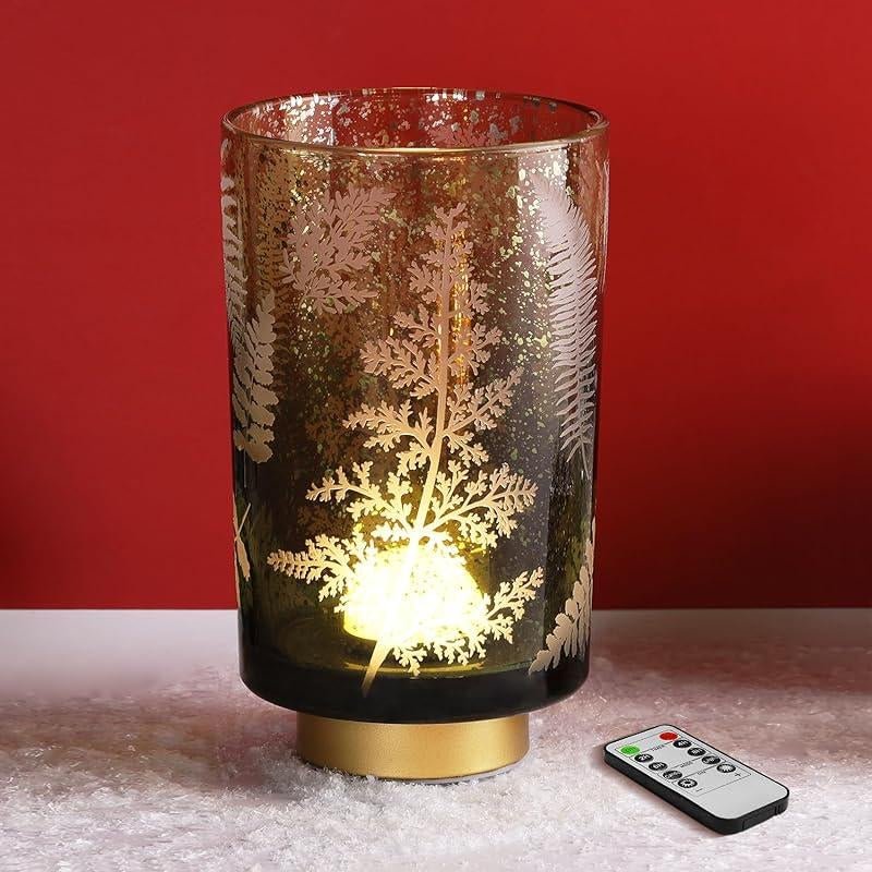 Remote - Controlled Battery - Operated Pampas Cordless Glass Accent Table Lamp for Bedroom, Living Room & Kitchen Home Decoration Design Interior Lighting Modern Glow - Open Season Industries