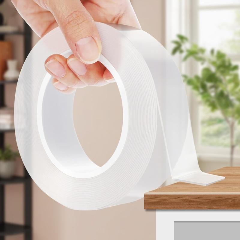 Double Sided Tape Heavy Duty (9.85 FT), Clear Removable Two Sided Nano Tape Adhesive, Double Stick Mounting Tape for Poster, Rug, Picture Hanging Strips, Office & Outdoor - Open Season Industries