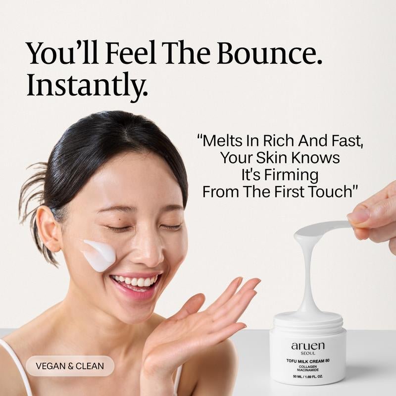 [Aruen] Tofu Collagen Jelly Cream - 80% Fermented Soy Milk + Niacinamide - Korean Skin Tightening (1.69 Fl.Oz / 50Ml) - Open Season Industries