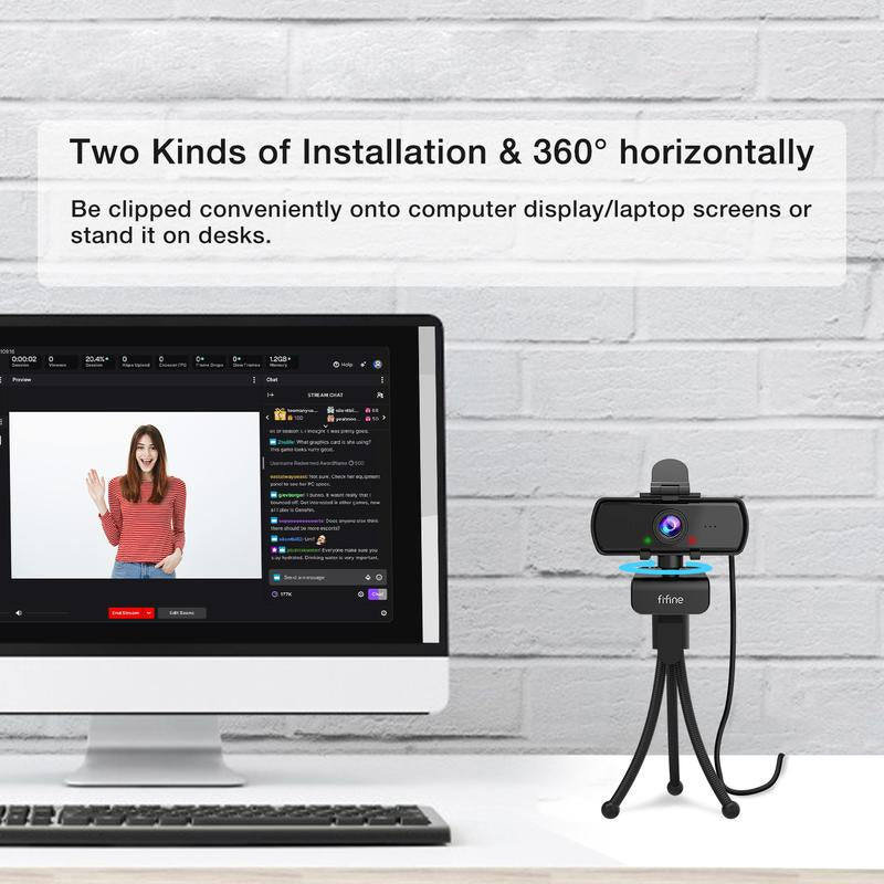 FIFINE K420 2K Computer Webcam Including Tripod Stand with for OBS Streaming, Zoom Meeting on Pc/Laptop - Open Season Industries