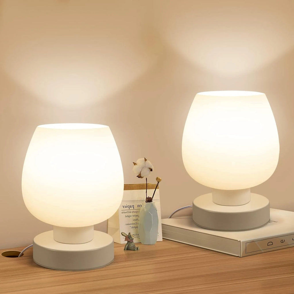 Two Suite Table Lamps, Modern Creative Table Lamps, Dimmable Decorative Lights, Frosted Glass Lamps for Bedroom Bedside - Open Season Industries