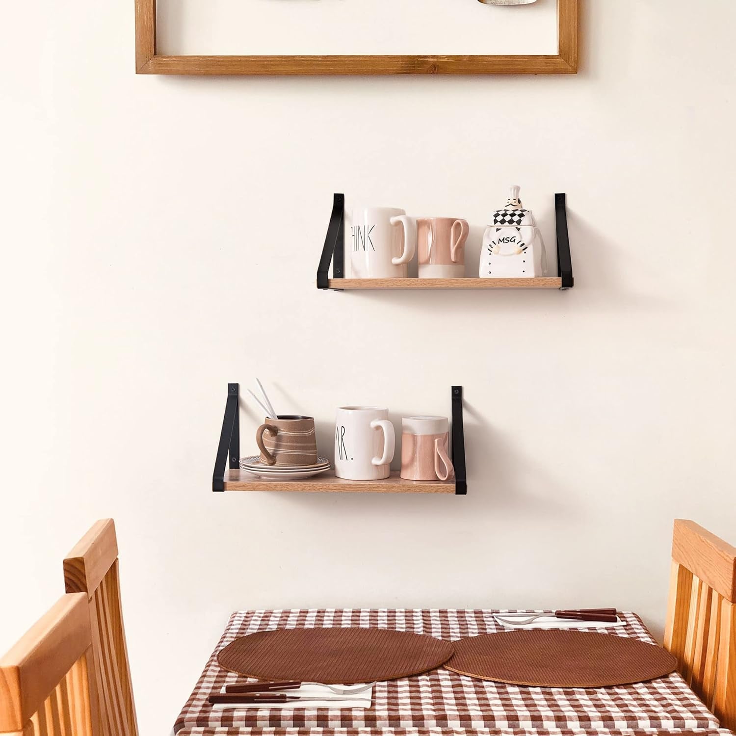 Rustic Grey Floating Shelves for Bathroom, Bedroom, Living Room, Kitchen, 2 - Pack Solid Wood Wall Shelf over Toilet, Modern Décor - Open Season Industries