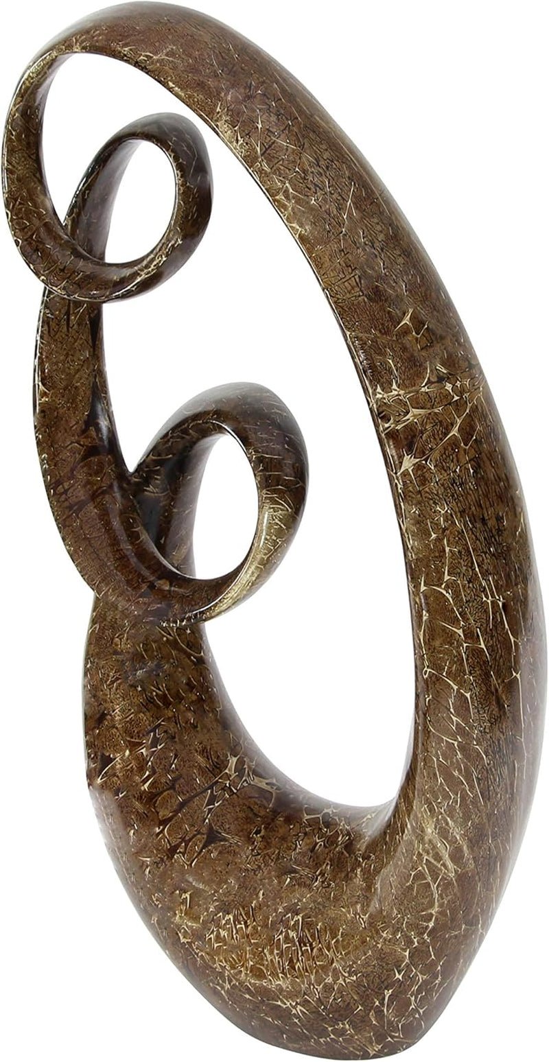 Polystone Abstract Decorative Sculpture Swirl Home Decor Statue, Accent Figurine 14" X 8" X 31", Brown - Open Season Industries
