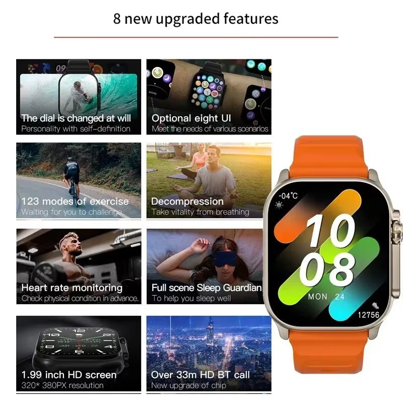 T900Ultra Smartwatch Bluetooth Talk Smartwatch Message Alert Heart Rate Monitor Sports Watch for Android IOS Men Women - Open Season Industries